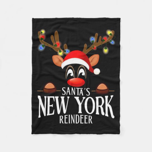 Santas New York Reindeer Funny Xmas Matching Pjs Fleecedecke (Vorderseite)