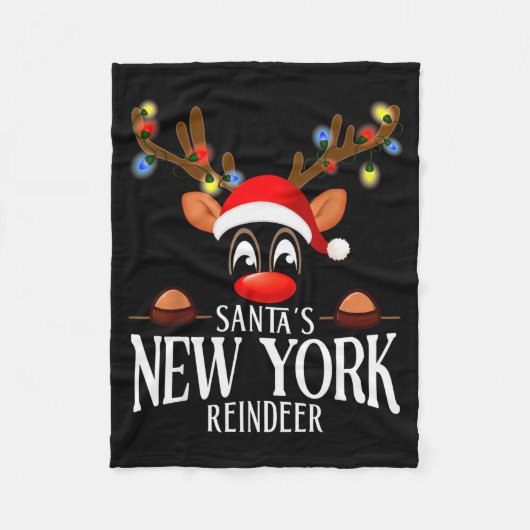 Santa's New York Reindeer Funny Xmas Matching Pjs Fleecedecke (Vorderseite)