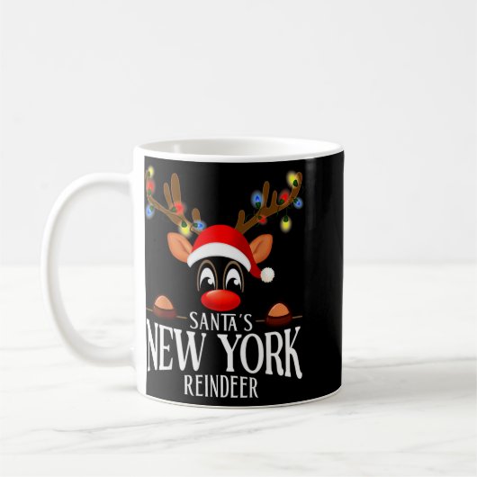 Santas New York Reindeer Funny Xmas Matching Pjs Kaffeetasse (Links)