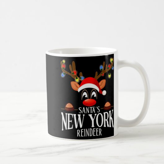 Santas New York Reindeer Funny Xmas Matching Pjs Kaffeetasse (Rechts)