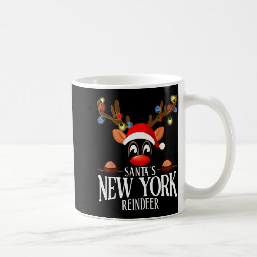 Santa's New York Reindeer Funny Xmas Matching Pjs Kaffeetasse (Rechts)