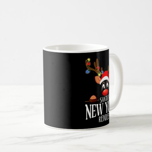 Santas New York Reindeer Funny Xmas Matching Pjs Kaffeetasse (VorderseiteRechts)