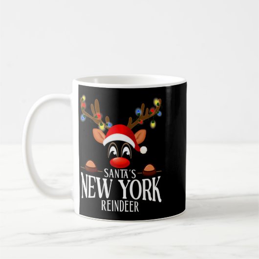 Santas New York Reindeer Funny Xmas Matching Pjs Kaffeetasse (Links)