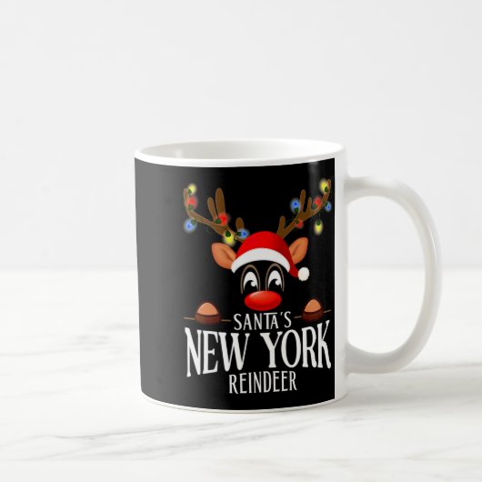 Santas New York Reindeer Funny Xmas Matching Pjs Kaffeetasse (Rechts)