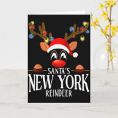 Santa's New York Reindeer Funny Xmas Matching Pjs  Karte (Gelbe Blume)
