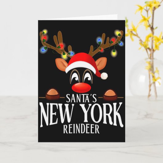 Santa's New York Reindeer Funny Xmas Matching Pjs  Karte (Gelbe Blume)