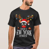 Santa's New York Reindeer Funny Xmas Matching Pjs  T-Shirt (Vorderseite)