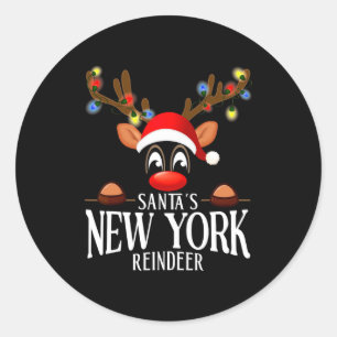 Santas New York Rentiere Lustige Weihnachten passe Runder Aufkleber