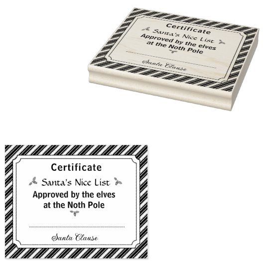 Santa's Nice List Certificate Wood Art Stamp Gummistempel (Stempel)