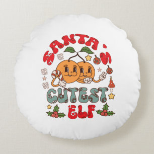 Santa's Niedlicher Elf Sublimation-80881 Rundes Kissen