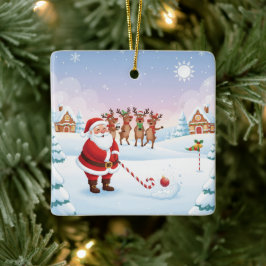 Santas Nordpol-Weihnachtsgolfspaß  Keramikornament