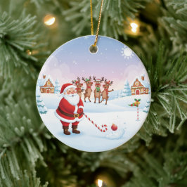 Santa's North Pole Holiday Golfing Fun  Keramik Ornament