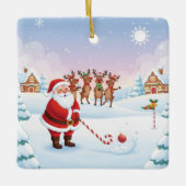 Santa's North Pole Holiday Golfing Fun Keramikornament (Vorderseite)