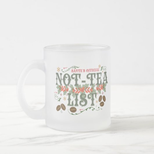 Santa's Official Not-Tea List Frosted Christmas Mattglastasse (Links)