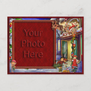 Santa's On His Way Picture Frame Feiertagspostkarte