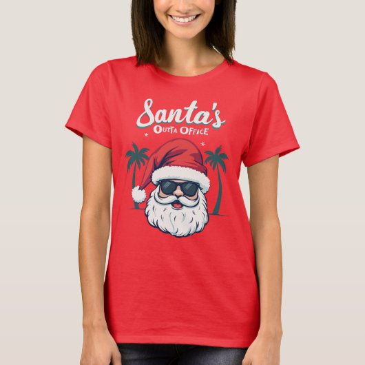 Santa's Outta Office, Christmas Humor T-Shirt (Vorderseite)