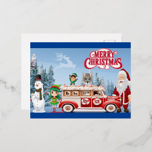 : Santas Pfefferminz-Express Folien Feiertagspostkarte