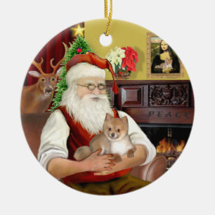 Santas Pomeranian (R) Keramik Ornament
