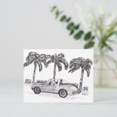 Santa's Race Car Feiertagspostkarte (Stehend Vorderseite)