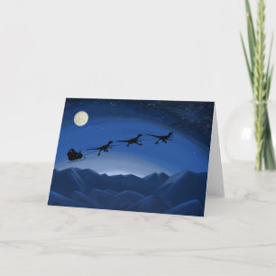 Santas Raptor-Schlitten-Team-Feiertagskarte Dinosa Feiertagskarte