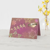 Santa's Reindeer and Snowflakes Card Karte (Gelbe Blume)