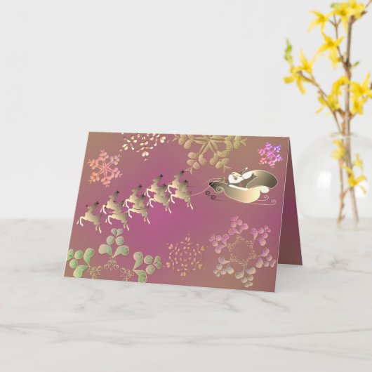 Santa's Reindeer and Snowflakes Card Karte (Gelbe Blume)