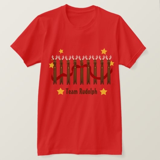 Santas Reindeer Christmas Team Rudolph T-Shirt (Design vorne)