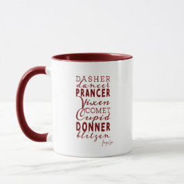 Santa's Reindeer Name List Holiday Coffee Tasse