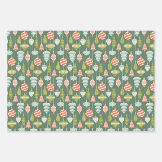 Santa's Reindeer, Retro Christmas Baubles, Plaid Geschenkpapier Set (Vorderseite 2)