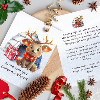 Santas Reindeer Rhyme Nordic Gedicht Kinder Weihna Feiertagskarte