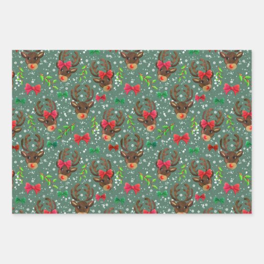 Santas Reindeers Geschenkpapier Set (Vorderseite 3)