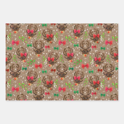 Santas Reindeers Geschenkpapier Set (Vorderseite 2)