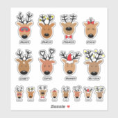 Santa's Rentier Aufkleber (Blatt)