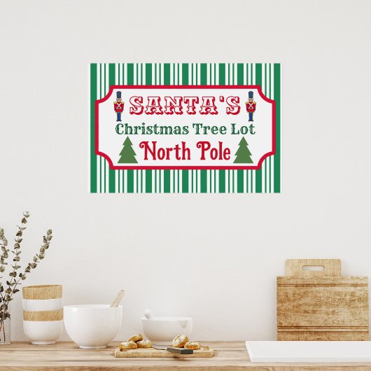 Santa's Retro Christmas Tree Lot Sign Art Poster (Küche)