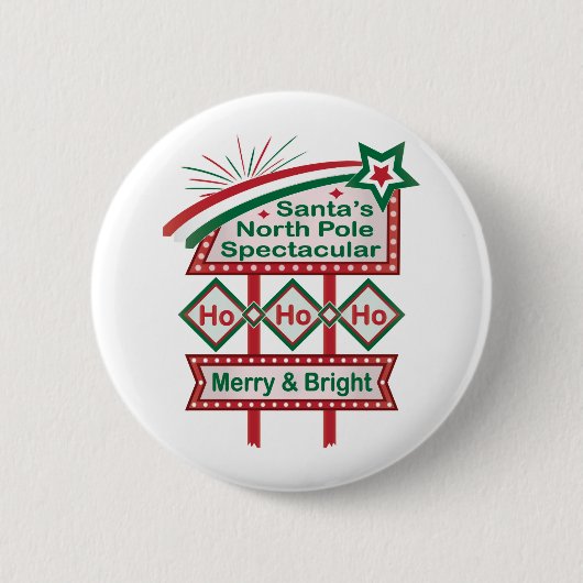 Santas Retro-Marquee – Ho Ho Ho Fröhlich & Hell Button (Vorderseite)