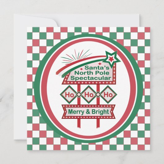 Santa's Retro Marquee - Ho Ho Ho Merry & Bright Einladung (Vorderseite)