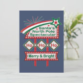 Santa's Retro Marquee - Ho Ho Ho Merry & Bright Einladung (Stehend Vorderseite)