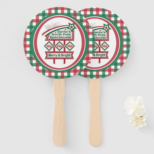 Santa's Retro Marquee - Ho Ho Ho Merry & Bright Fächer (Vorne und Hinten)