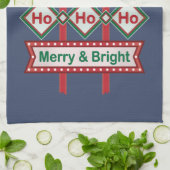 Santa's Retro Marquee - Ho Ho Ho Merry & Bright Geschirrtuch (Gefaltet)