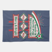 Santa's Retro Marquee - Ho Ho Ho Merry & Bright Geschirrtuch (Horizontal)
