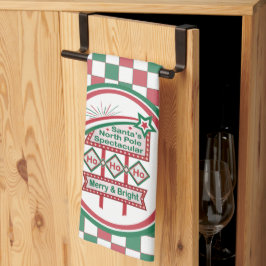 Santa's Retro Marquee - Ho Ho Ho Merry & Bright Geschirrtuch