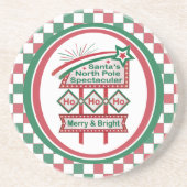 Santa's Retro Marquee - Ho Ho Ho Merry & Bright Getränkeuntersetzer (Vorne)