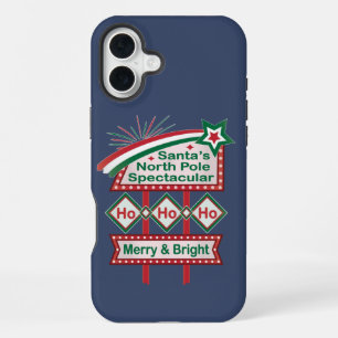 Santa's Retro Marquee - Ho Ho Ho Merry & Bright iPhone 16 Plus Hülle