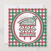 Santa's Retro Marquee - Ho Ho Ho Merry & Bright Karte (Vorderseite)