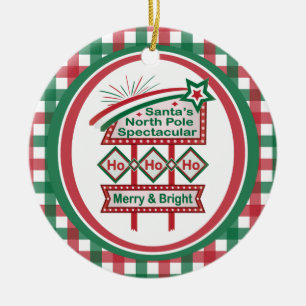 Santa's Retro Marquee - Ho Ho Ho Merry & Bright Keramik Ornament