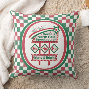 Santa's Retro Marquee - Ho Ho Ho Merry & Bright Kissen