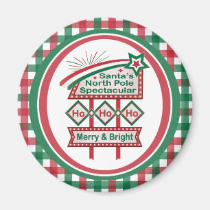 Santa's Retro Marquee - Ho Ho Ho Merry & Bright Magnet