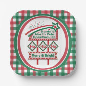 Santa's Retro Marquee - Ho Ho Ho Merry & Bright Pappteller (Vorderseite)