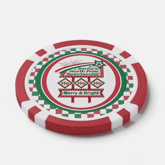 Santa's Retro Marquee - Ho Ho Ho Merry & Bright Pokerchips (Einzeln)