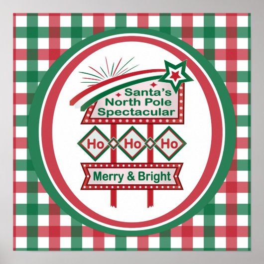 Santa's Retro Marquee - Ho Ho Ho Merry & Bright Poster (Vorne)
